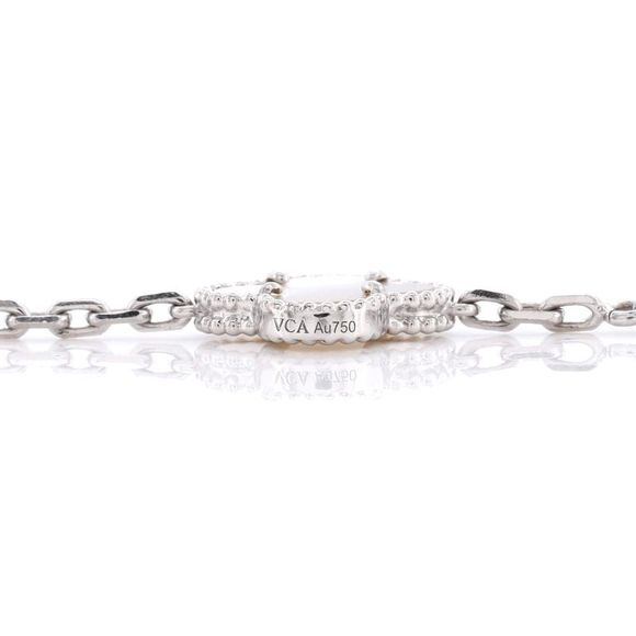 Van Cleef & Arpels Vintage Alhambra 20 Motifs Necklace 18K White Gold and Mother - Picture 3 of 4